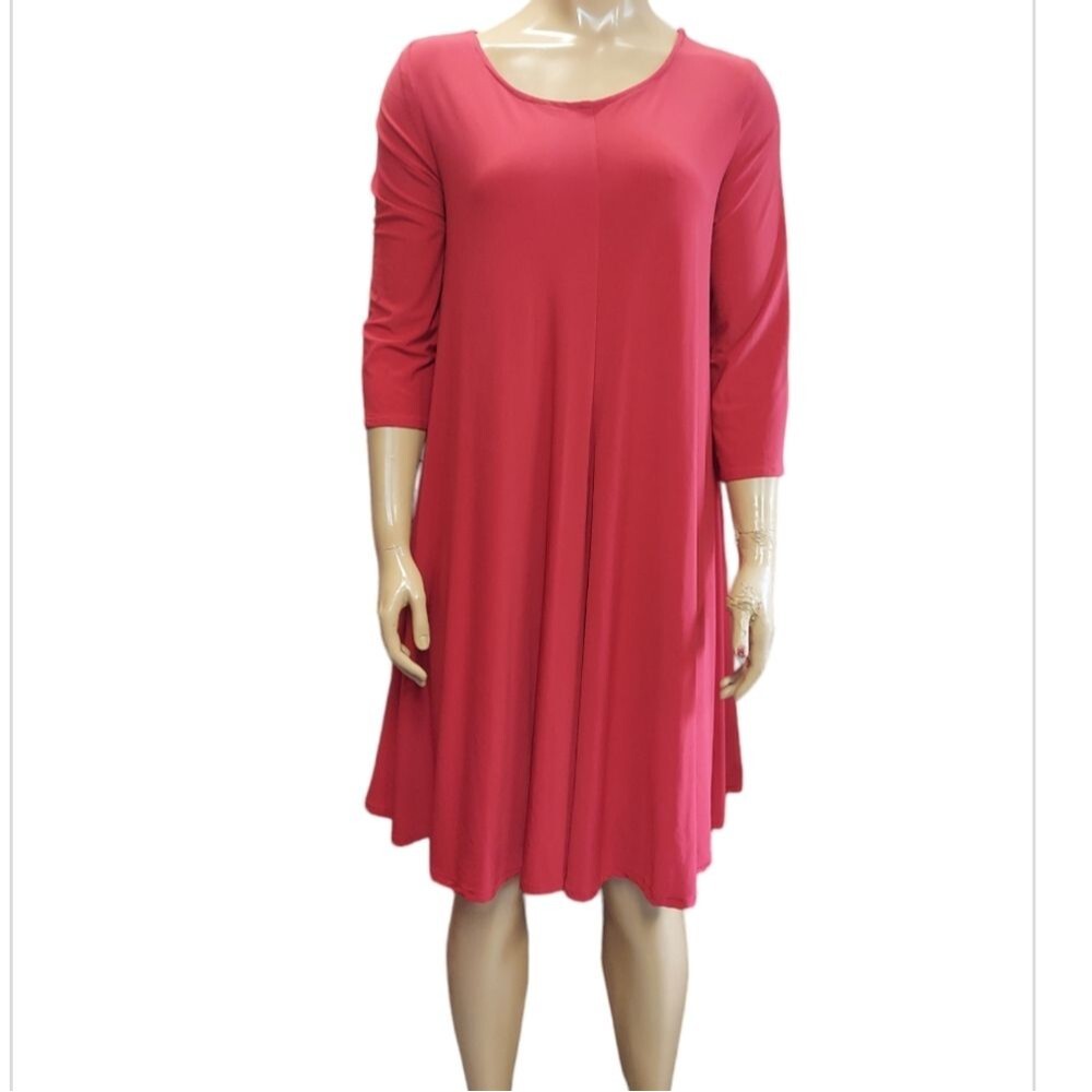Red 3/4 Sleeve Fit & Flare Dress